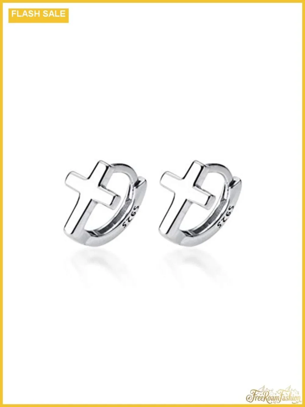 Sterling Silver Tiny Sleeper Hoop Earrings Hypoallergenic Minimalist Cross